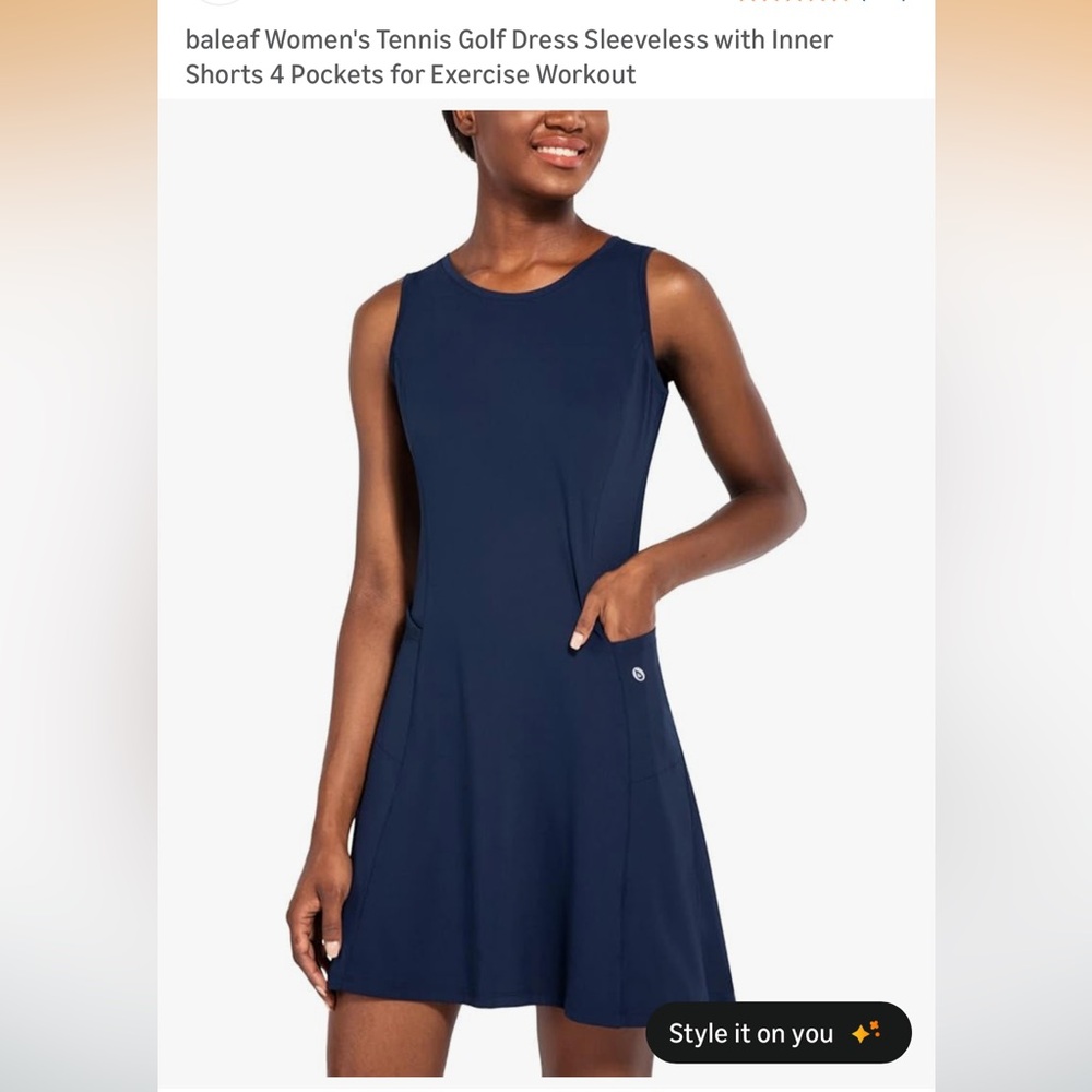 Baleaf Sleeveless Tennis Golf Dress with Built In Shorts XXL Navy Never Worn - Picture 5 of 5